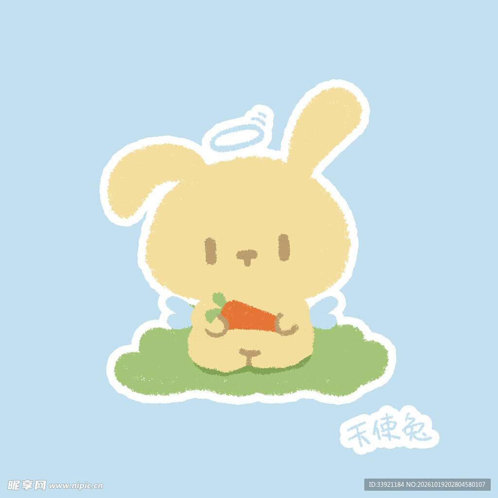 抱胡萝卜的天使小兔