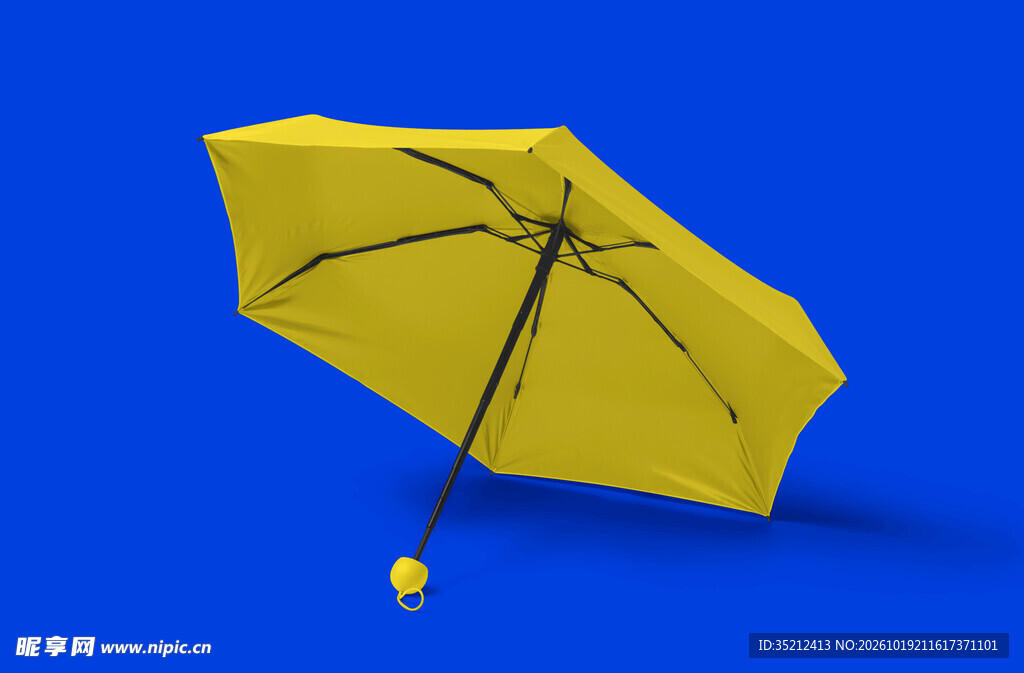蓝底黄色雨伞素材