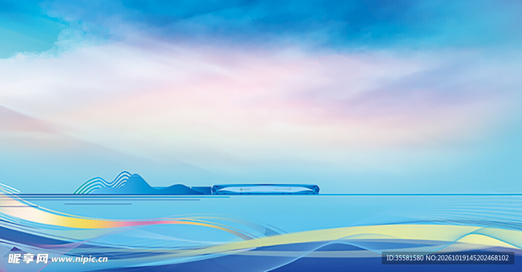 唯美海边风景插画