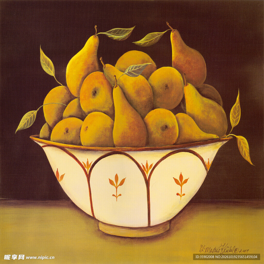 复古果碗静物装饰画