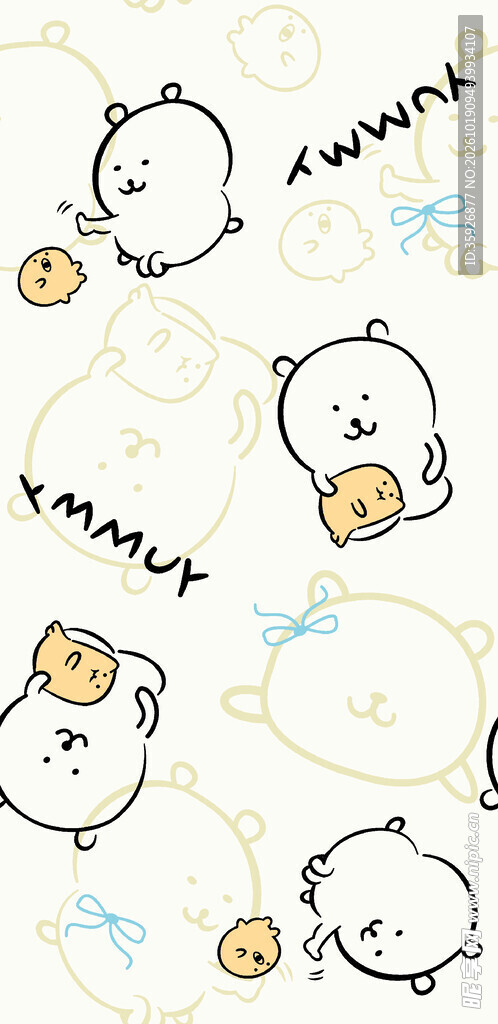 可爱卡通小熊无缝图案