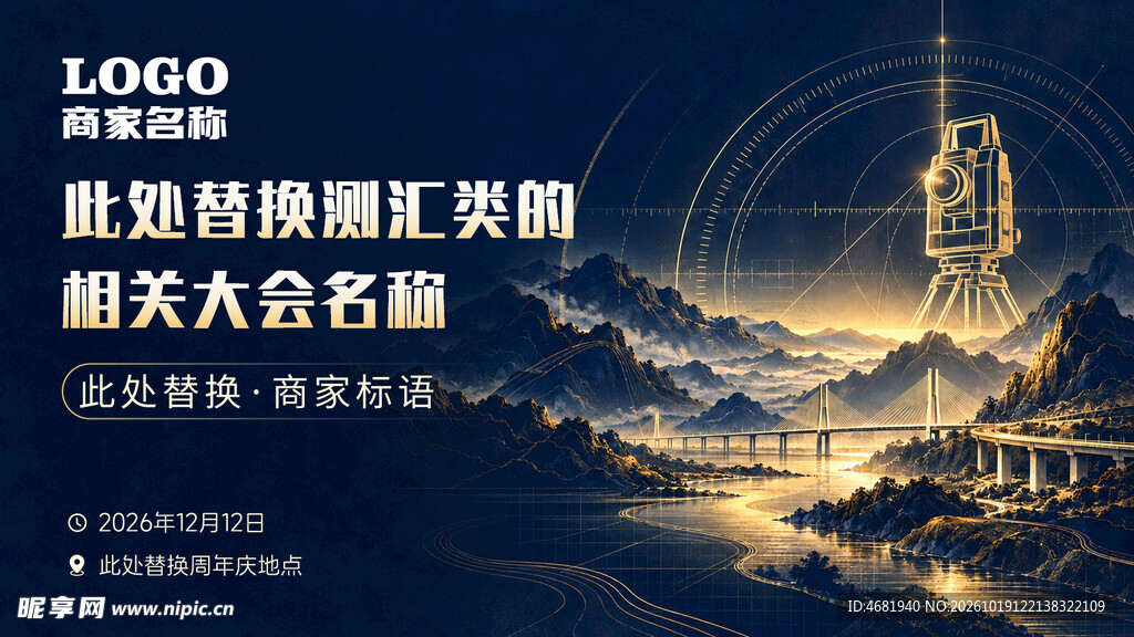蓝金测绘大会主视觉背景合层