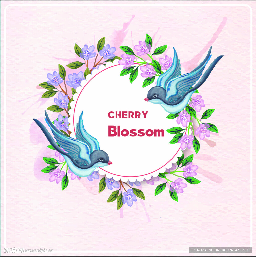 樱花双燕装饰花环