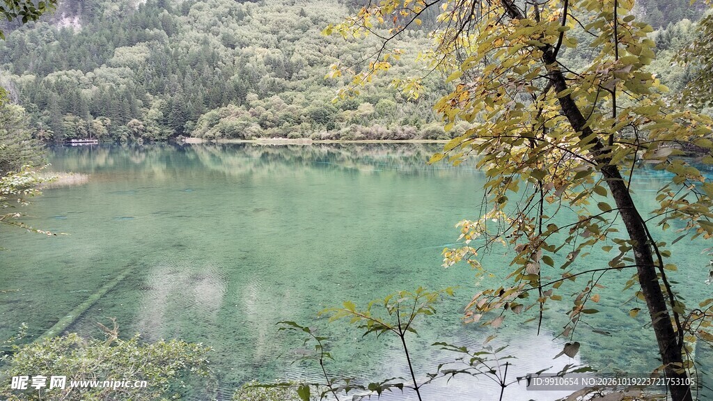 湖畔秋日清新风光