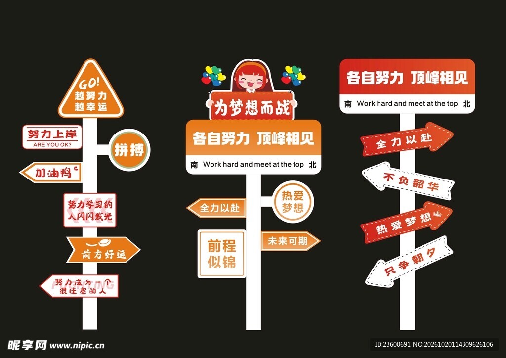 卡通创意指路立牌