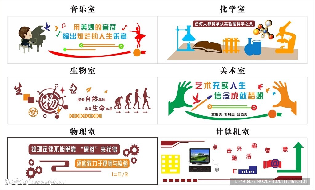 校园文化墙功能室背景墙设计