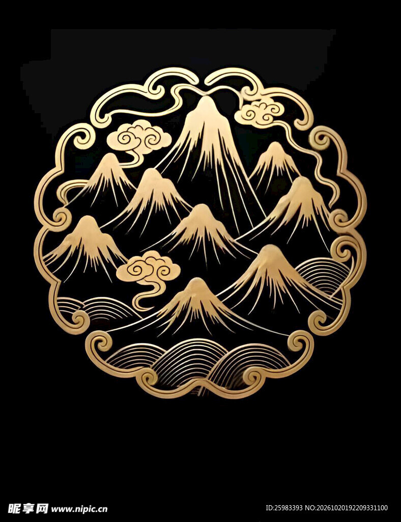 山岳祥云纹样