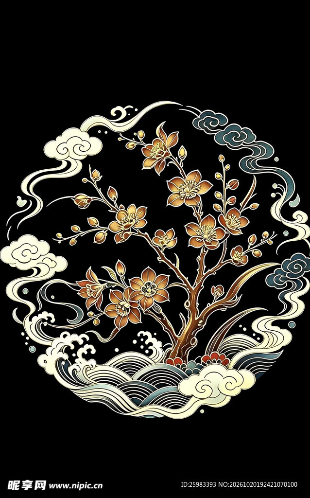 花树祥云纹样