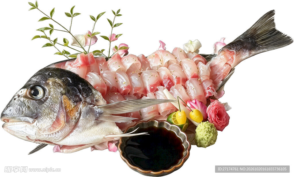 生鱼片料理手绘插画