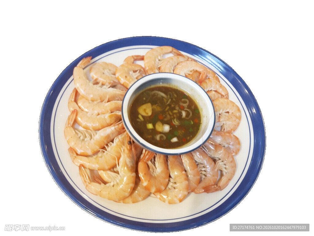 白灼虾配特色蘸料