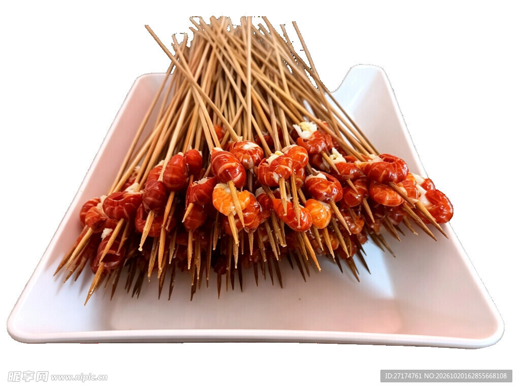 堆叠的腌制生肉串