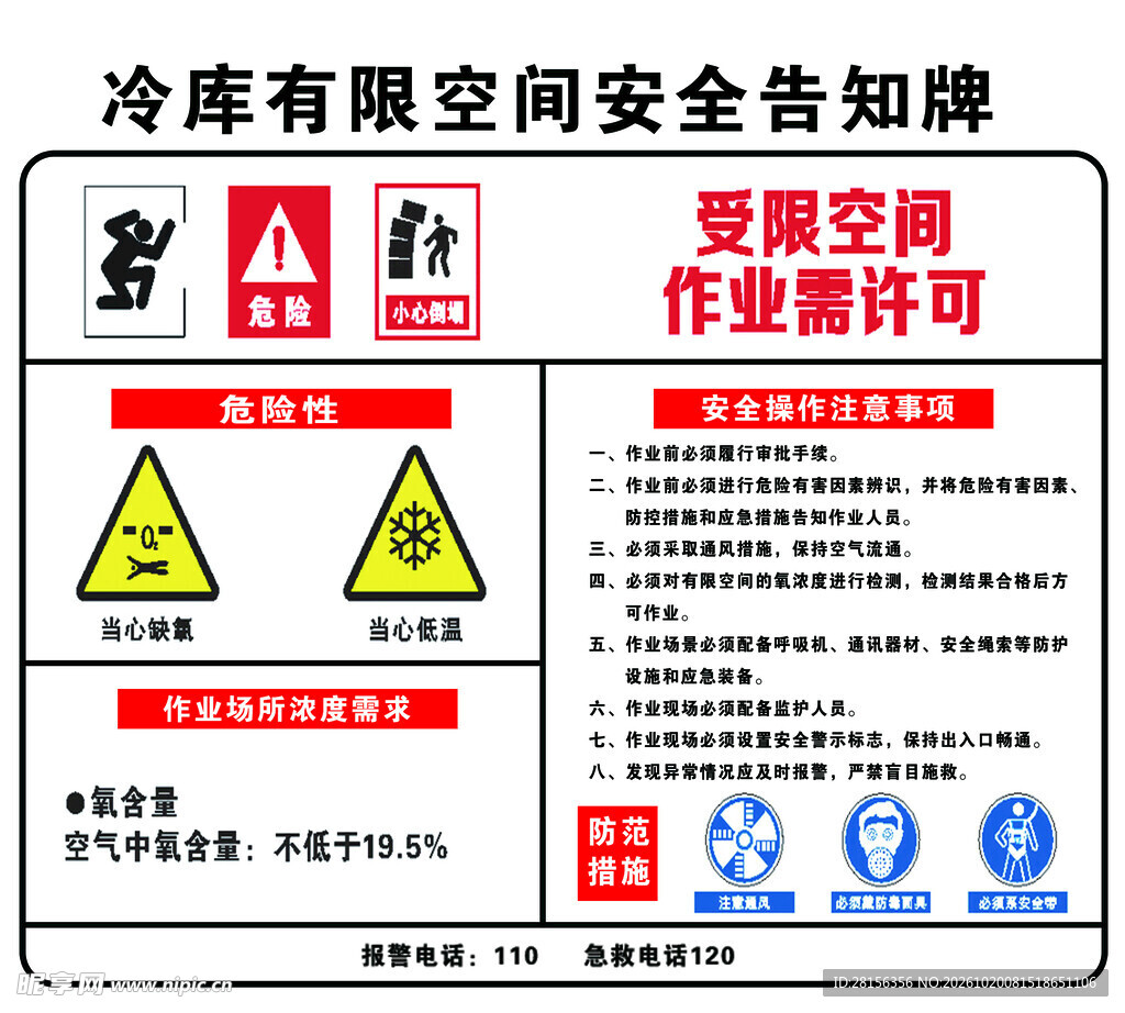 冷库有限空间告知牌