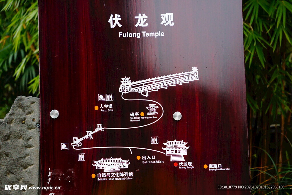 伏龙观景区导览牌
