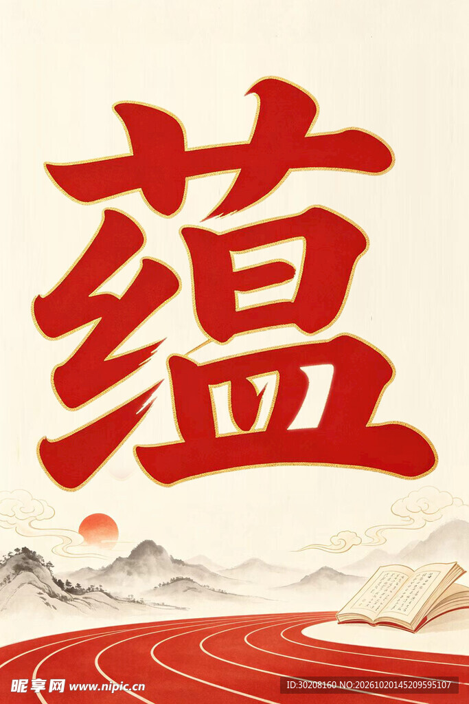 红色蕴字国风艺术字