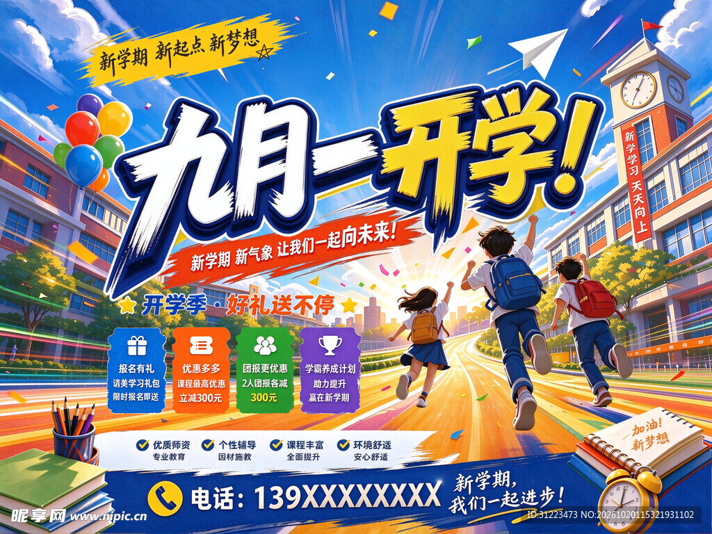 开学主题海报PSD分层参考