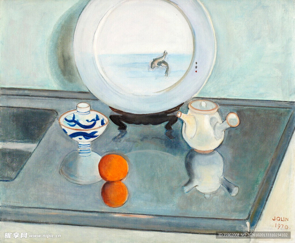 静物瓷具油画