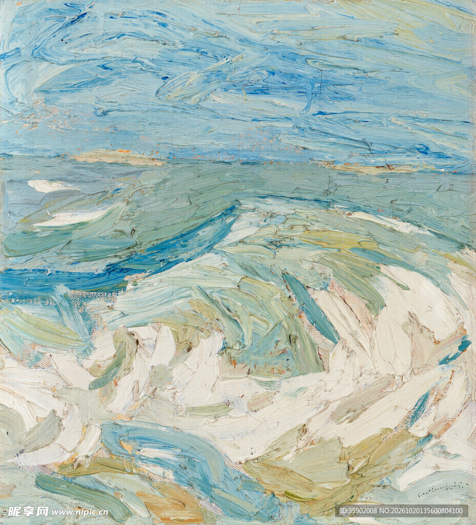印象派雪山风景油画