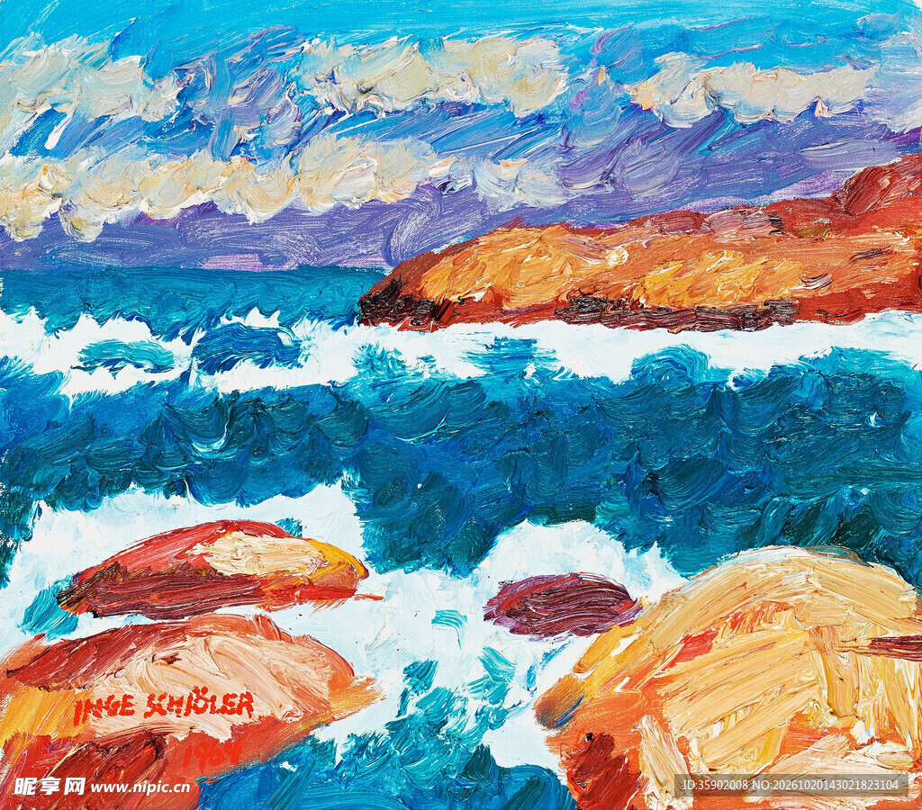 海岸风景油画