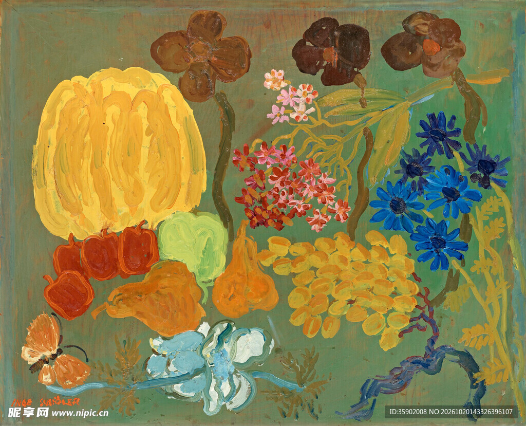 抽象花卉静物油画