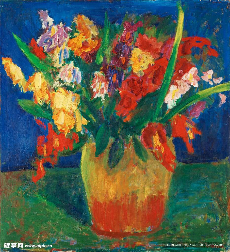 瓶中花束静物油画