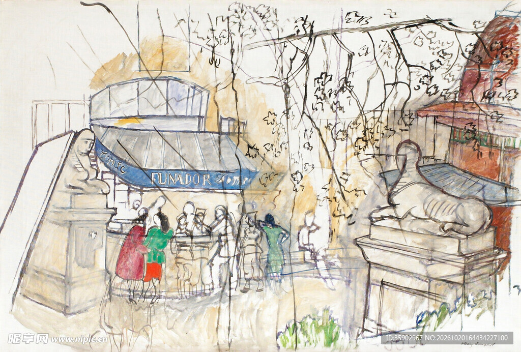 古代市井民俗场景古画