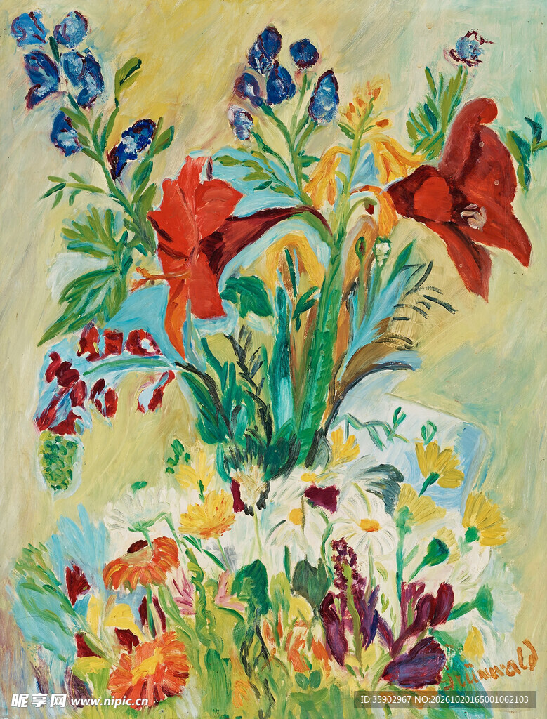 手绘花卉静物油画