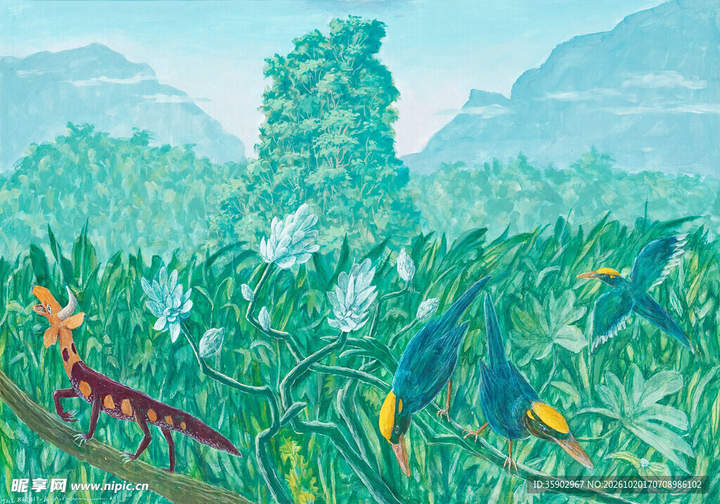 远古恐龙丛林场景