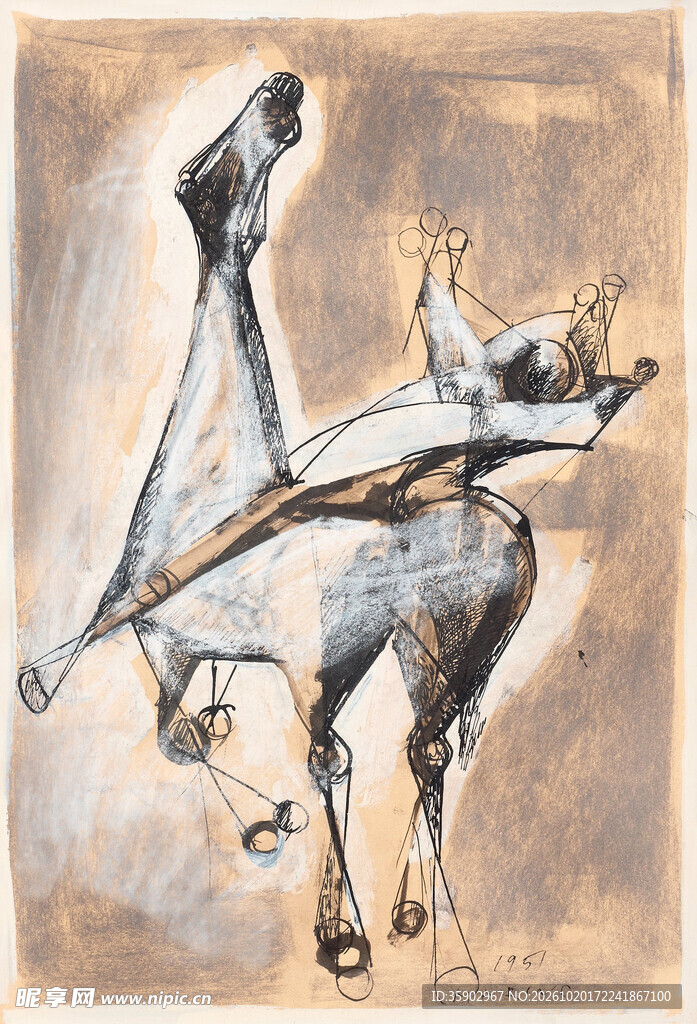 抽象写意骏马绘画