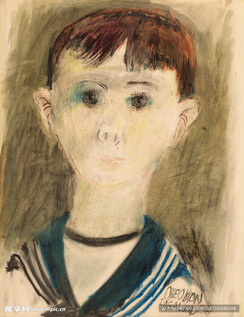 水手服男孩肖像画
