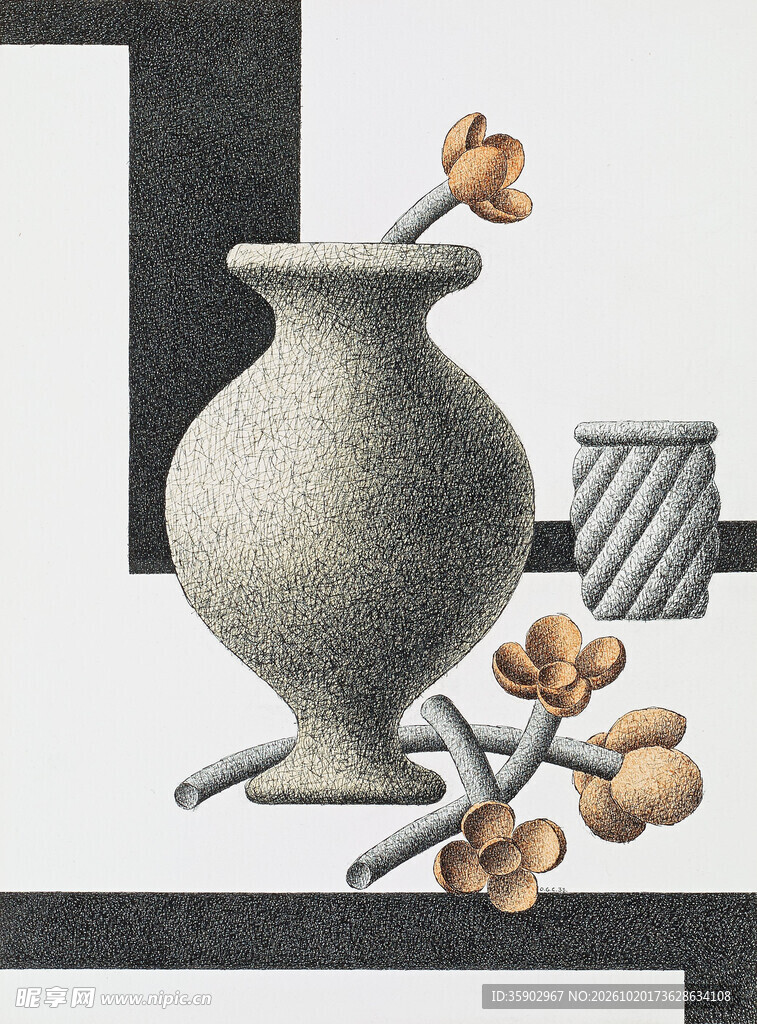 简约花瓶静物装饰插画