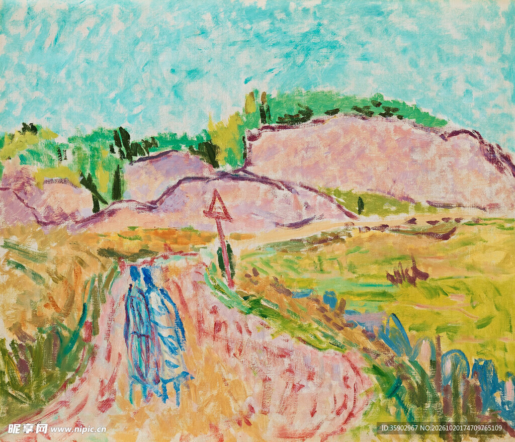 点彩郊野风景油画