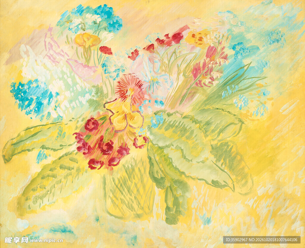 手绘复古花束静物插画