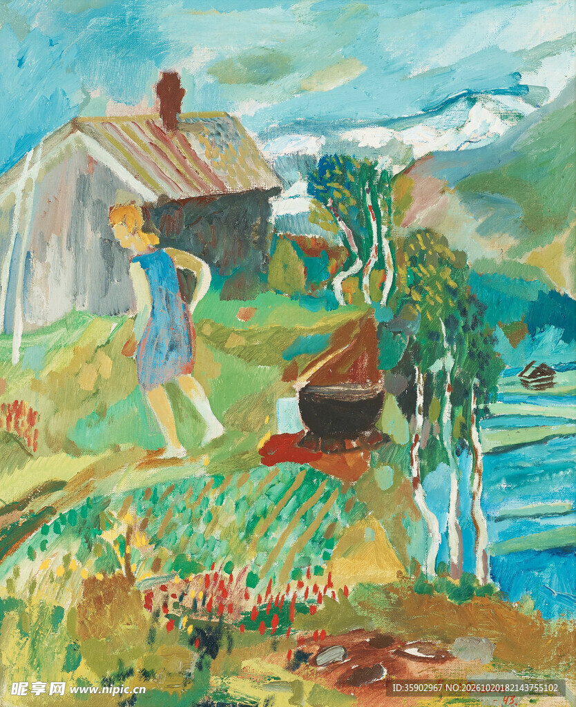 乡村田园风景油画