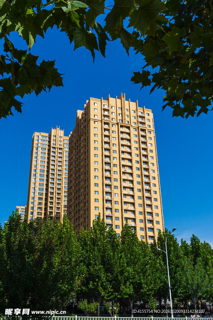 绿树掩映高层住宅楼