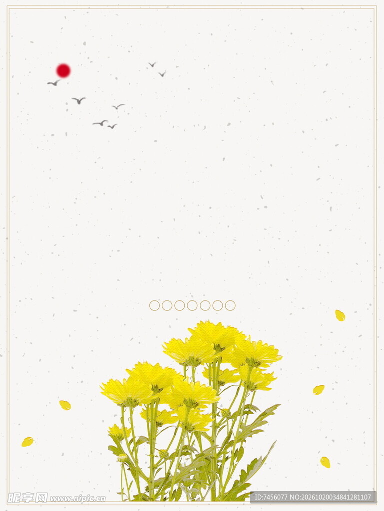 和风黄花简约留白背景