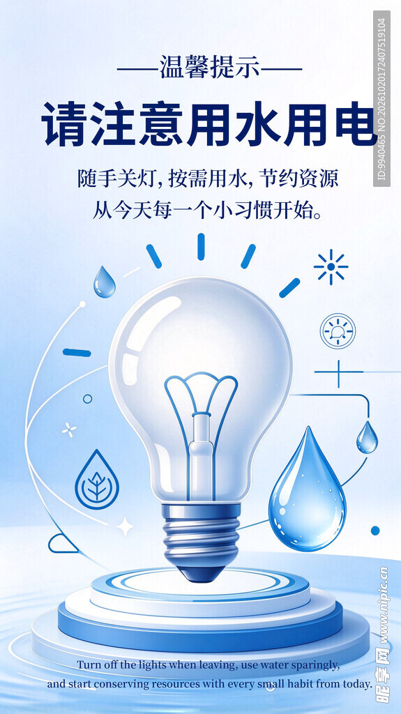 节约用水用电温馨提示