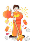 新春环卫工清扫插画