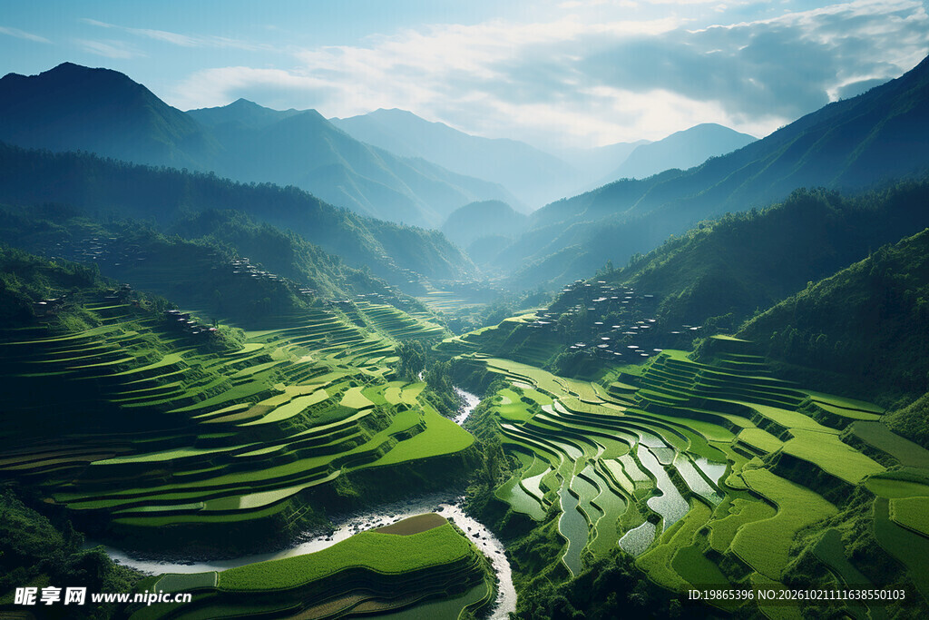 美景梯田自然风景摄影图