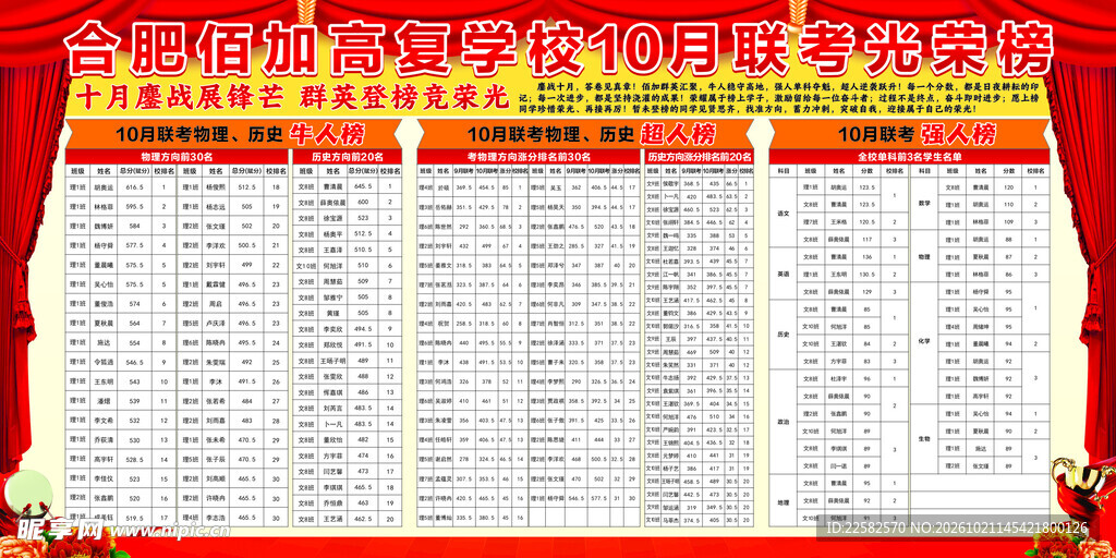 月考联考光荣榜