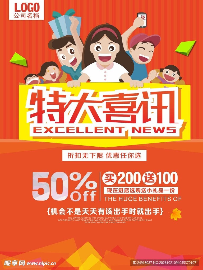 商场超市特大喜讯促销活动海报