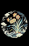 水仙祥云纹样