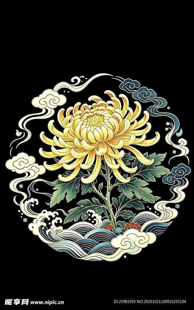 菊花祥云纹样