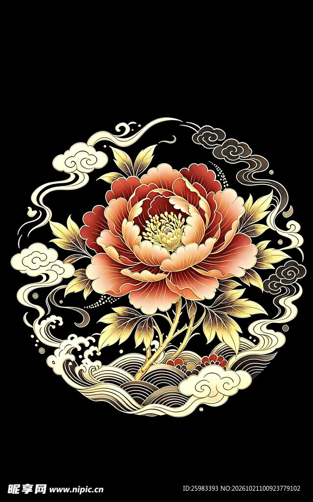 牡丹祥云纹样