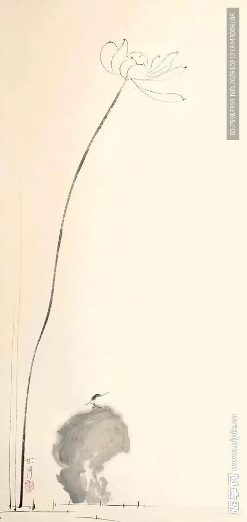 荷花翠鸟图