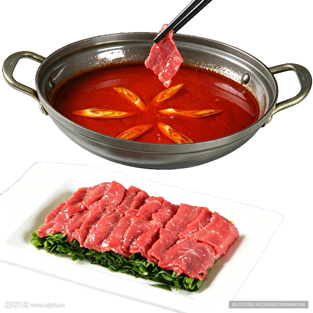 红汤火锅涮鲜牛肉