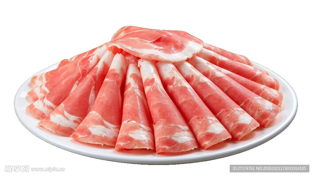 一盘新鲜火锅肉卷