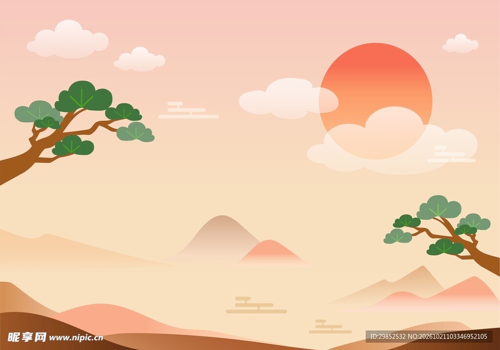 山水国风背景