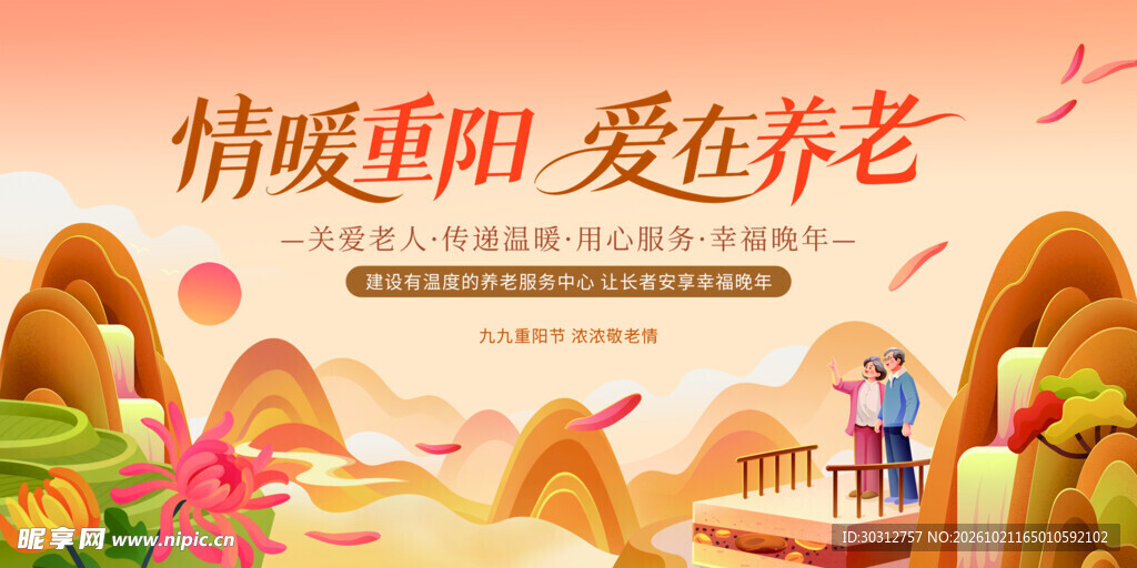 情暖重阳爱在养老宣传海报