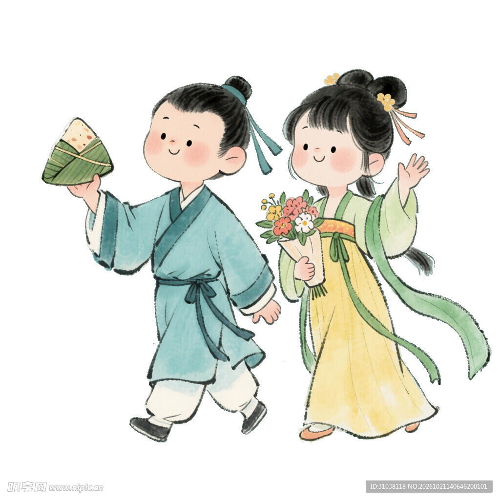 古风端午孩童插画