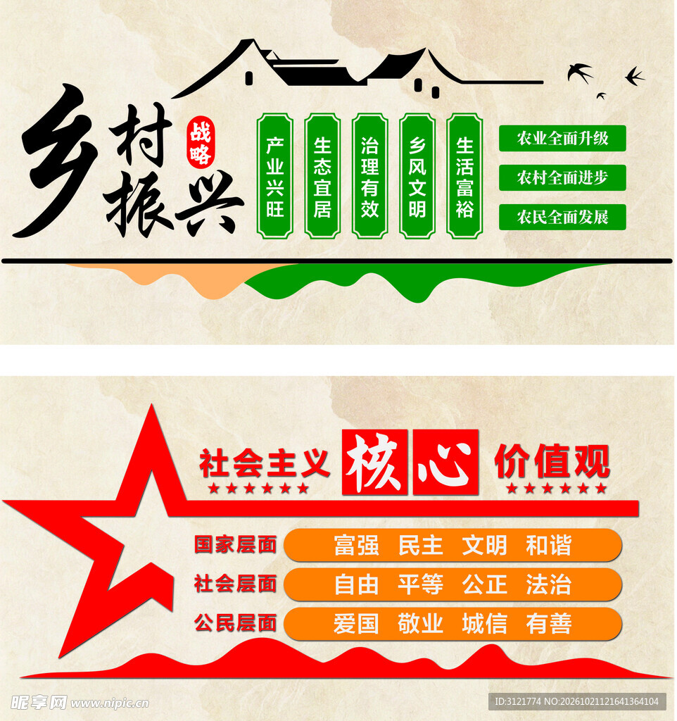 乡村振兴核心价值观文化墙